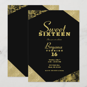 Gold Glamour Geometrisch Moderne Schicke Sweet 16  Einladung