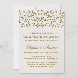 Gold Glamour Glitzer Confetti Couple Dusche Einladung