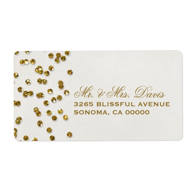 Gold Glamour Glitzer Confetti Labels (Vorne)