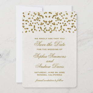 Gold Glamour Glitzer Confetti Save the Date