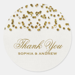 Gold Glamour Glitzer Confetti Vielen Dank Sticker