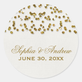 Gold Glamour Glitzer Confetti Wedding Sticker