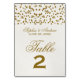 Gold Glamour Glitzer Confetti Wedding Tischnummer (Vorderseite)