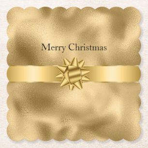 Gold Glamour-Schleife und Bogen Weihnachten Untersetzer