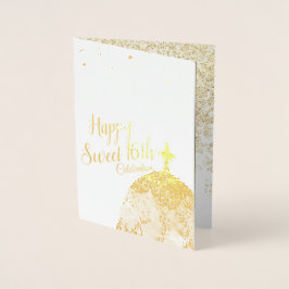 Gold Glamour Spark Tropfen Süß 16 Einladungfoil Folienkarte