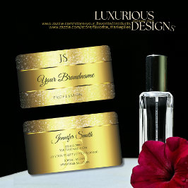 Gold Glamour Sparkle Glitzer Stars und Initialen Visitenkarte