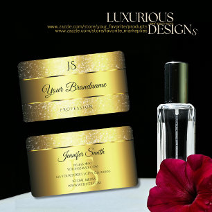 Gold Glamour Sparkle Glitzer Stars und Initialen Visitenkarte