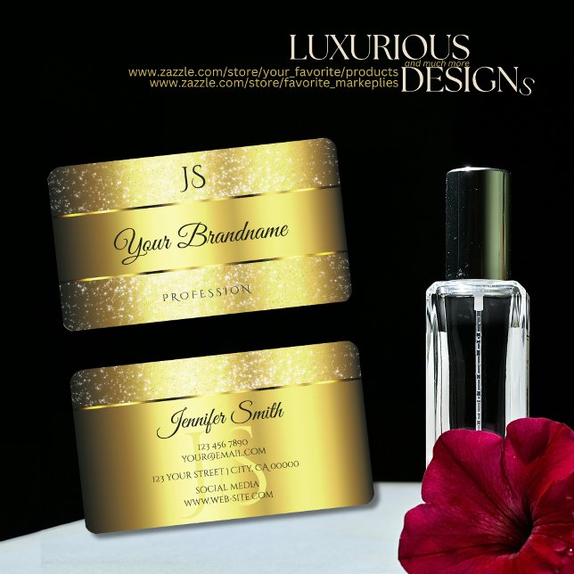 Gold Glamour Sparkle Glitzer Stars und Initialen Visitenkarte (Von Creator hochgeladen)