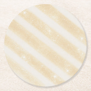 Gold Glanz Creme Streifen Runder Pappuntersetzer