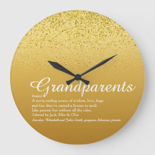 Gold Glanz Elegante Schrift Großeltern Zitat Große Wanduhr