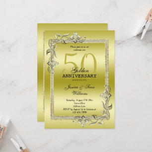 Gold Glanz & Glitter 50. goldene Hochzeit Jubiläum Einladung