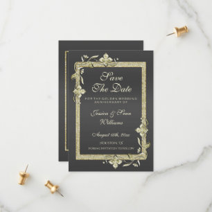 Gold Glanz & Glitter 50. goldene Hochzeit Save The Date