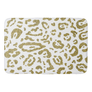 Gold Glanz Weiß Gepard Leopard Tierprint Badematte