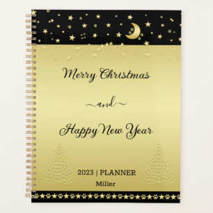 Gold glänzende Weihnachtssterne, Pfoten auf Gold u Planer