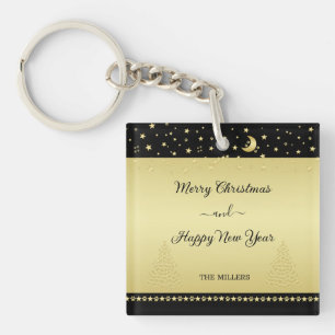 Gold glänzende Weihnachtssterne, Pfoten auf Gold u Schlüsselanhänger