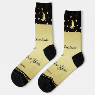 Gold glänzende Weihnachtssterne, Pfoten auf Gold u Socken