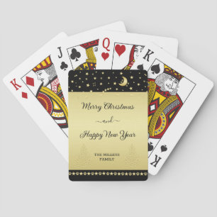 Gold glänzende Weihnachtssterne, Pfoten auf Gold u Spielkarten