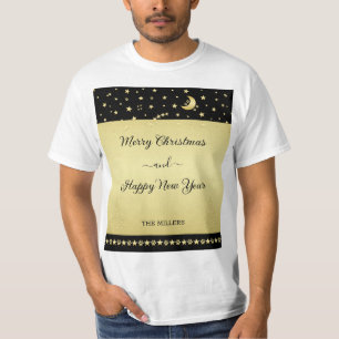 Gold glänzende Weihnachtssterne, Pfoten auf Gold u T-Shirt