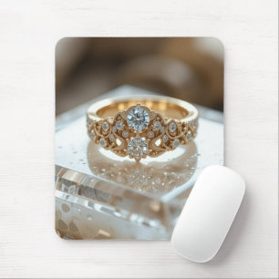 gold glänzender Diamantring Mousepad