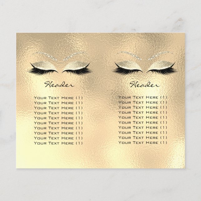 Gold Glass Glitzer Makeup Augapfel Preise Packungs Flyer (Hinten)