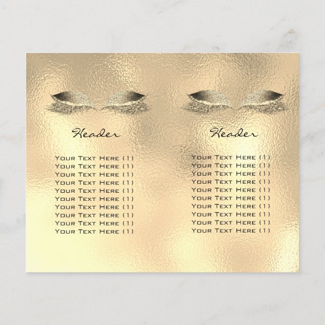 Gold Glass Glitzer Makeup Augapfel Preise Packungs Flyer (Hinten)