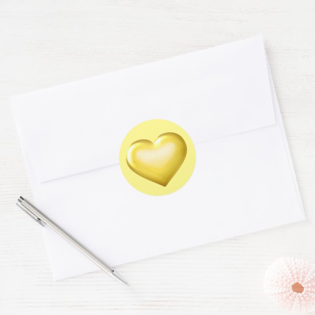 Gold Glass Heart Runder Aufkleber (Umschlag)