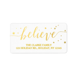 Gold Glaube Handwriting | Bezeichnung der Urlaubsa Adressaufkleber