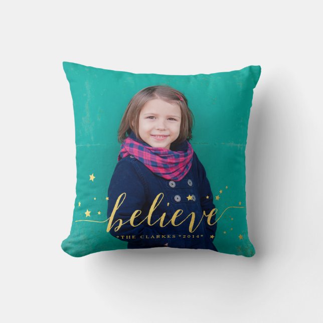 Gold Glaube Stars | Holiday Foto Throw Kissen (Vorderseite)