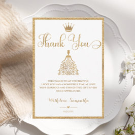 Gold Gliter Princess Baby Dusche Danke Karte