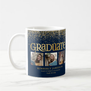 Gold Glitter 3 Foto Abschluss Kaffeetasse