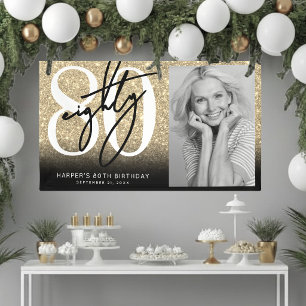 Gold Glitter 80. Geburtstagsfeier Banner