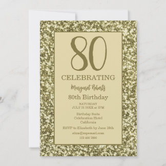 Gold Glitter 80. Geburtstagsfeier  Einladung