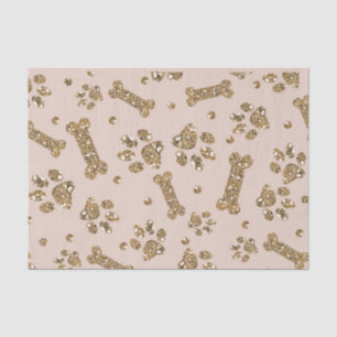 Gold Glitter Beige Rosafarben Pfote Knochen Welpe Seidenpapier