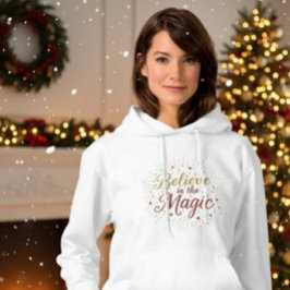 Gold Glitter "Believe in the Magic" Christmas Holi Hoodie