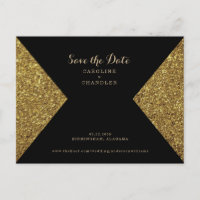 Gold Glitter Bild & Black Glam Save the Date