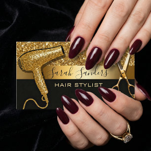 Gold Glitter & Black Glam Haarstylist Visitenkarte