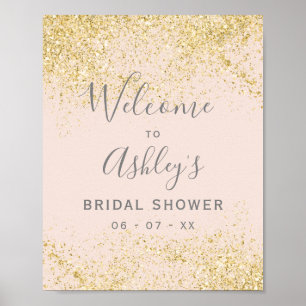 Gold Glitter Blush Rosa Hochzeit Begrüßung Poster