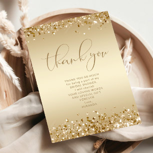 Gold Glitter Brautparty Danksagungskarte Dankeskarte