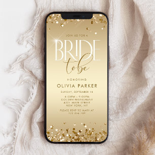 Gold Glitter Brautparty Mobile Einladung
