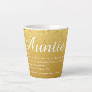 Gold Glitter Chic Script Aunt Auntie Definition Milchtasse