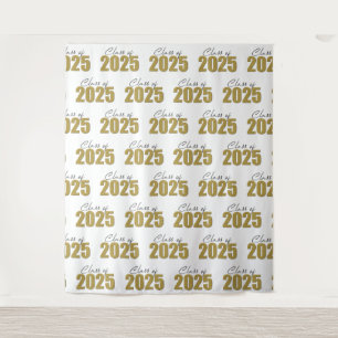 Gold Glitter Class of 2025 Foto Backdrop Wandteppich
