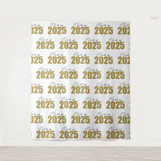 Gold Glitter Class of 2025 Foto Backdrop Wandteppich (Vorderseite)
