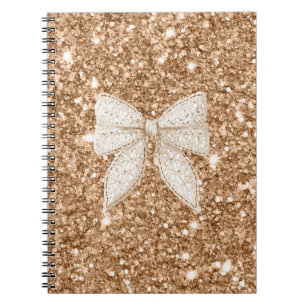 Gold Glitter Creme Falsche Spitze Schleife Notizblock