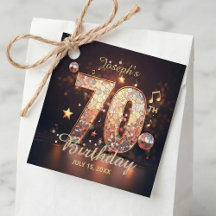 Gold Glitter Disco Ball Music 70th Birthday Party
