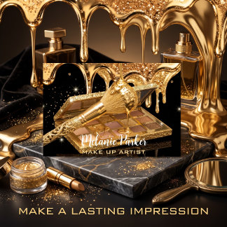 Gold Glitter Drip Makeup Pinsel & Lidschatten Visitenkarte