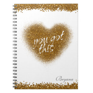 Gold Glitter DU KANNST DAS Herz Notizbuch Journal Notizblock