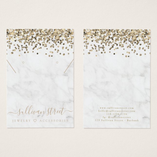 Gold Glitter Earrings Necklace Display Card (Vorne & Hinten)