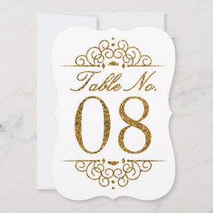 Gold Glitter Effekt Hochzeit Tisch Nummer Karte (0