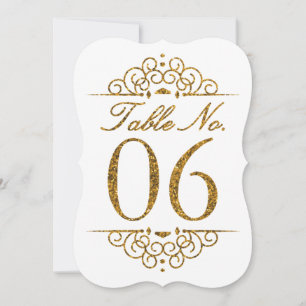 Gold Glitter Effekt Hochzeit Tischnummer Karte (06