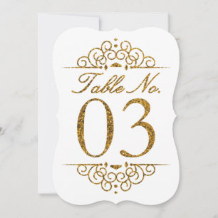 Gold Glitter Effekt Hochzeit Tischnummernkarte (03 Einladung